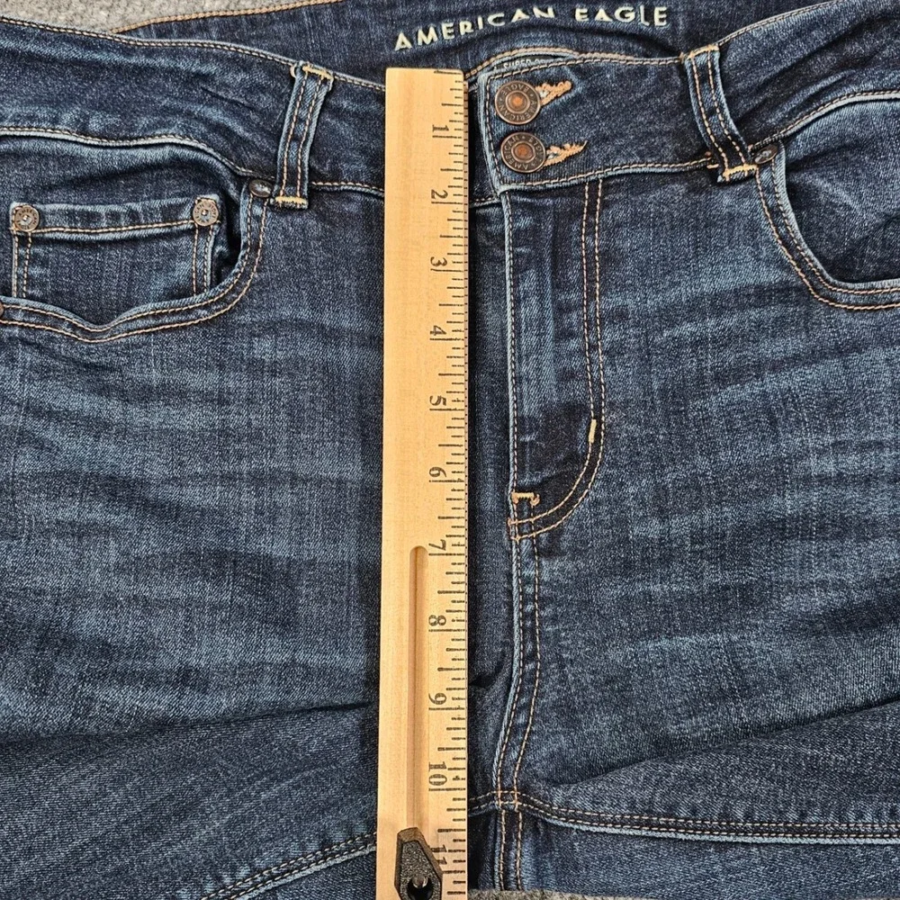 American Eagle Artist Flare Jeans Womens Size 14 Regular Dark Wash Blue Stain